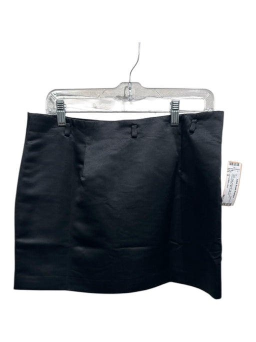 J.Crew Black Label Size 8 Black Polyester Zip & Hook Closure Satin Mini Skirt Black / 8