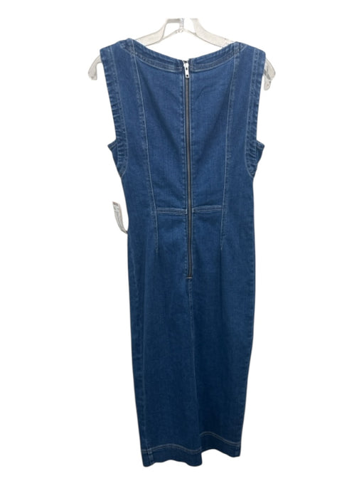 Pilcro Size S Blue Wash Cotton Blend Zip Back Sleeveless Front Slit Denim Dress Blue Wash / S