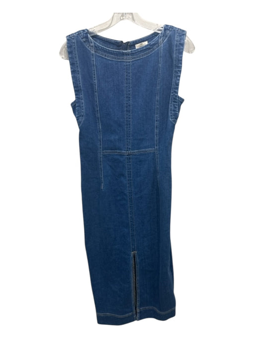 Pilcro Size S Blue Wash Cotton Blend Zip Back Sleeveless Front Slit Denim Dress Blue Wash / S