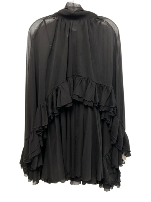 Commense Size M Black Polyester Mesh Overlay Tie Neck Mini Dress Set Black / M