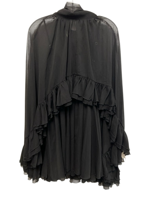 Commense Size M Black Polyester Mesh Overlay Tie Neck Mini Dress Set Black / M