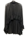 Commense Size M Black Polyester Mesh Overlay Tie Neck Mini Dress Set Black / M