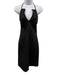David Meister Size S Black Cotton Blend Sleeveless Halter Plunge Neck Dress Black / S