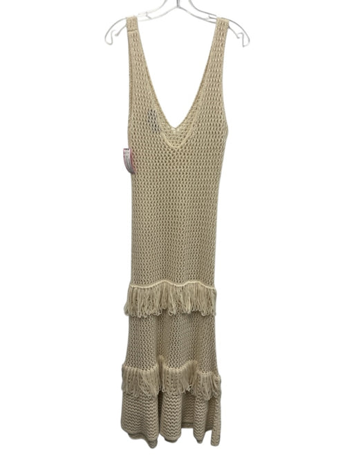 Sunday in Brooklyn Size M/L Cream Acrylic Sleeve Cut Outs Open Knit V Neck Dress Cream / M/L