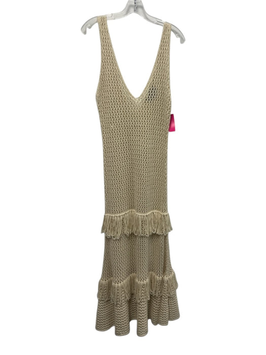 Sunday in Brooklyn Size M/L Cream Acrylic Sleeve Cut Outs Open Knit V Neck Dress Cream / M/L