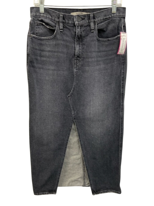 Hudson Size 29 Black Wash Cotton Blend Zip & Button Whiskering Front Slit Skirt Black Wash / 29