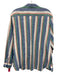 Frank & Eileen Size M Blue & Multi Linen Button Flap Collared Striped Top Blue & Multi / M