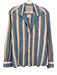 Frank & Eileen Size M Blue & Multi Linen Button Flap Collared Striped Top Blue & Multi / M