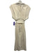 Porridge Size Nano White Rayon & Linen Cap Sleeve High Neck Midi Dress White / Nano