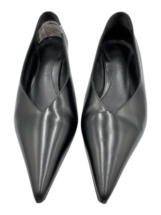 Toteme Shoe Size 37 Black Leather Pointed Toe Slip On Kitten Heel Pumps Black / 37