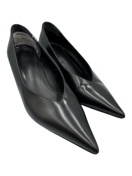 Toteme Shoe Size 37 Black Leather Pointed Toe Slip On Kitten Heel Pumps Black / 37
