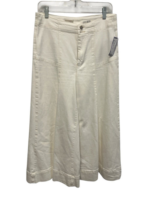 Pilcro Size 28 White Cotton High Rise Zip Up Wide Leg Trumpet Jeans White / 28