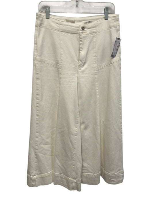Pilcro Size 28 White Cotton High Rise Zip Up Wide Leg Trumpet Jeans White / 28