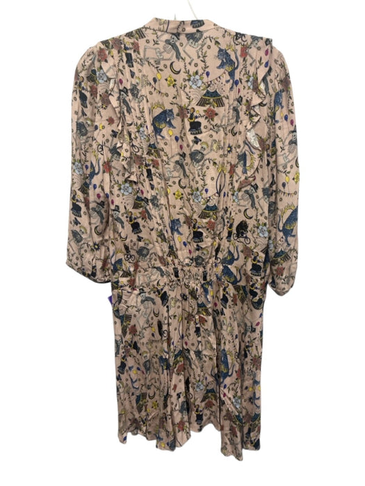 Zadig & Voltaire Size L Pink & Multi Viscose Long Sleeve All Over Print Dress Pink & Multi / L