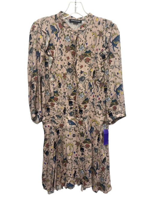 Zadig & Voltaire Size L Pink & Multi Viscose Long Sleeve All Over Print Dress Pink & Multi / L