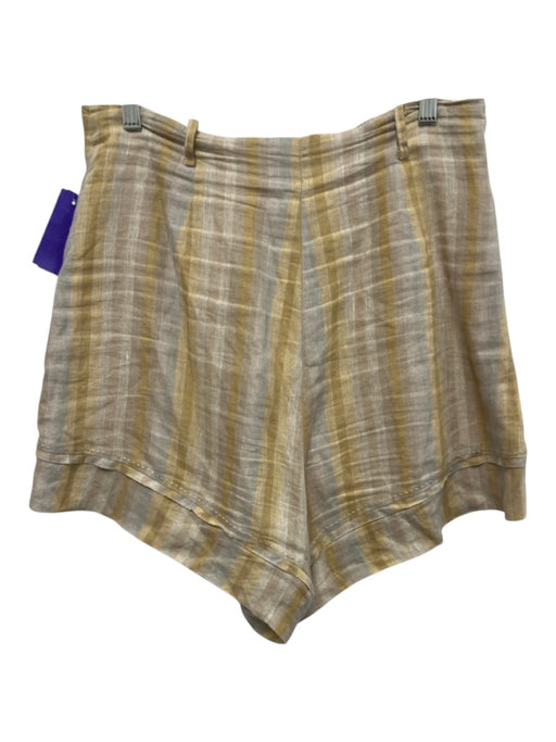 Sancia Size S Beige, Yellow, Blue Rayon Zip Fly High Rise Striped Pockets Shorts Beige, Yellow, Blue / S