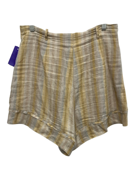 Sancia Size S Beige, Yellow, Blue Rayon Zip Fly High Rise Striped Pockets Shorts Beige, Yellow, Blue / S