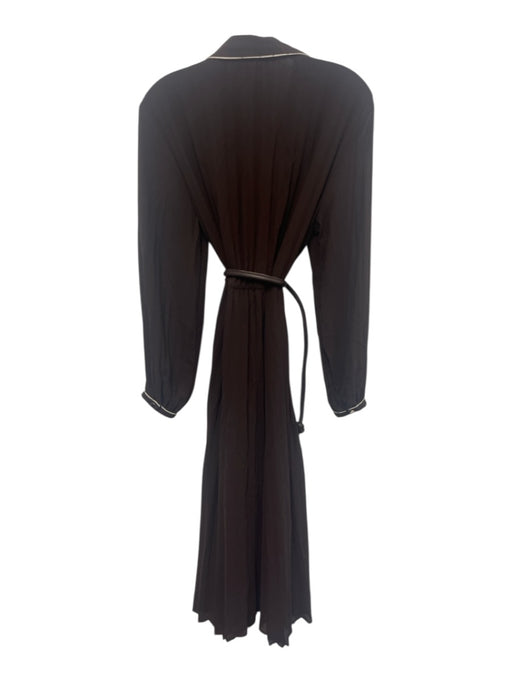 Zara Size S Brown Polyester Long Sleeve Button Up Sheer Midi Dress Brown / S