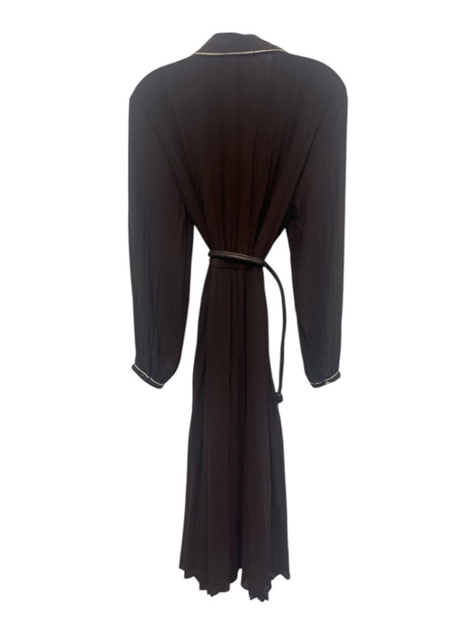 Zara Size S Brown Polyester Long Sleeve Button Up Sheer Midi Dress Brown / S