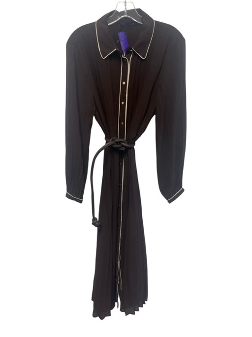 Zara Size S Brown Polyester Long Sleeve Button Up Sheer Midi Dress Brown / S