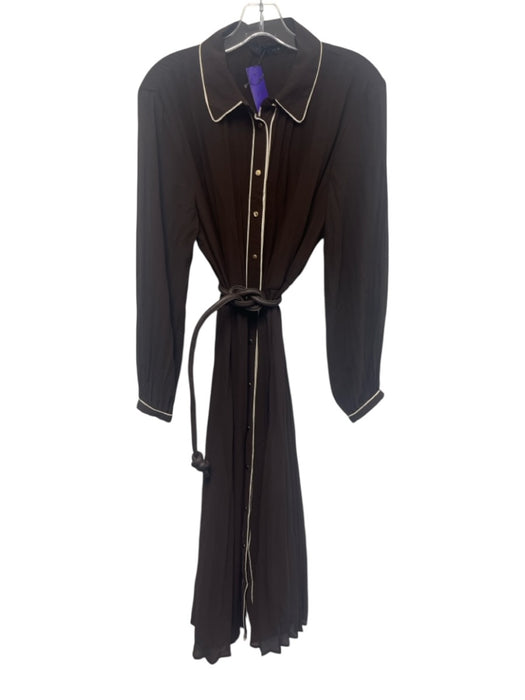 Zara Size S Brown Polyester Long Sleeve Button Up Sheer Midi Dress Brown / S