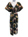 Anthropologie Size S Black & Multi Cotton Floral V Neck Cap Sleeve Pleats Dress Black & Multi / S
