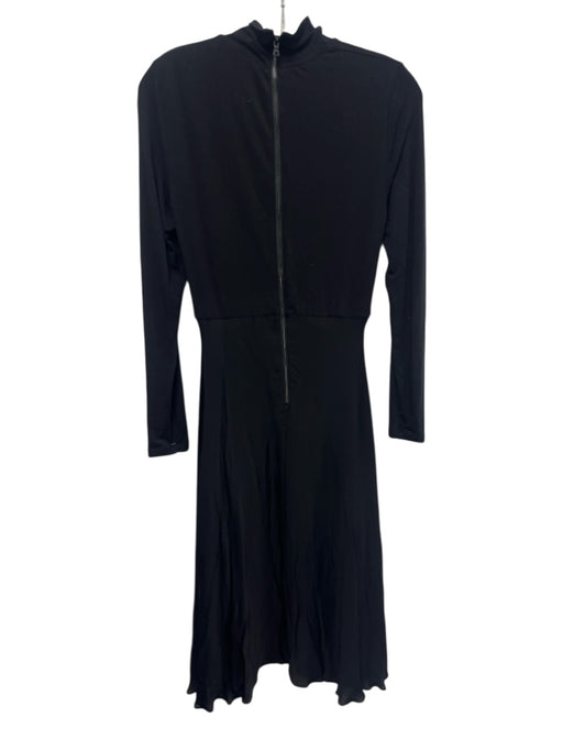 Alice + Olivia Size 6 Black Viscose Long Sleeve Mock Neck Midi Dress Black / 6