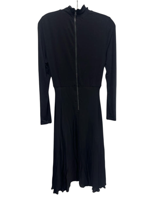 Alice + Olivia Size 6 Black Viscose Long Sleeve Mock Neck Midi Dress Black / 6