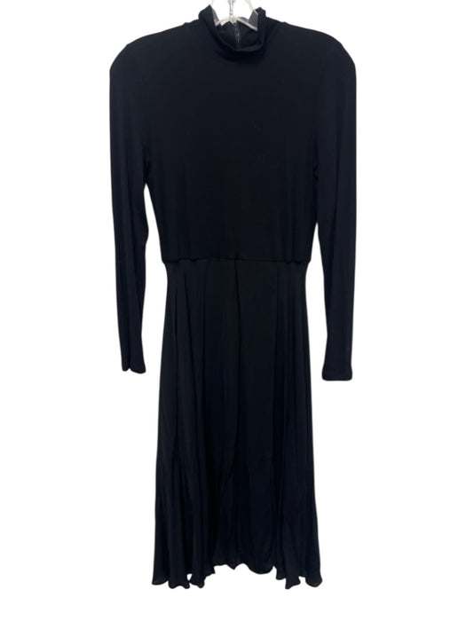 Alice + Olivia Size 6 Black Viscose Long Sleeve Mock Neck Midi Dress Black / 6