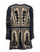 Karen Millen Size 10 Black & Tan Nylon Long Sleeve Sheer Overlay Midi Dress Black & Tan / 10