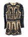 Karen Millen Size 10 Black & Tan Nylon Long Sleeve Sheer Overlay Midi Dress Black & Tan / 10