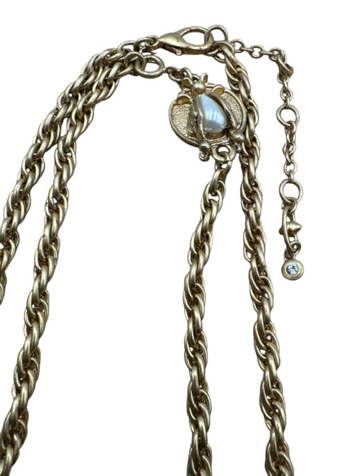 Cabi Gold Faux Pearl Beetle Long Chain Necklace Gold