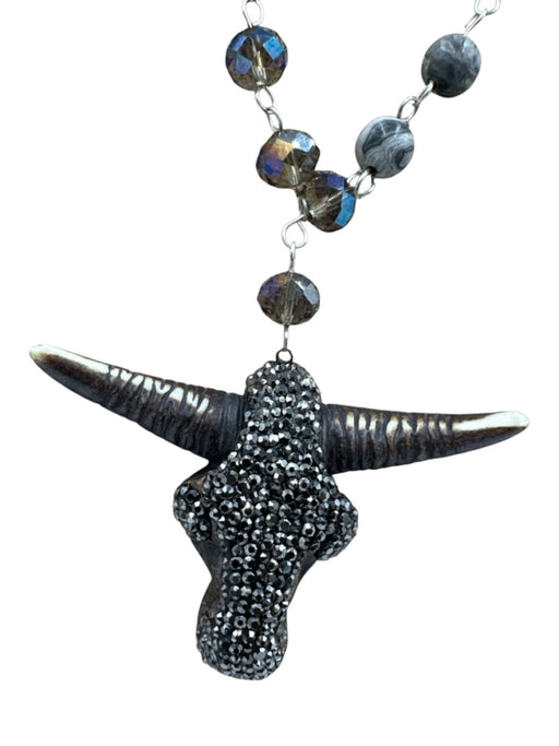 No Brand Silver & Multi Stones Crystal Bull Rhinestones Necklace Silver & Multi