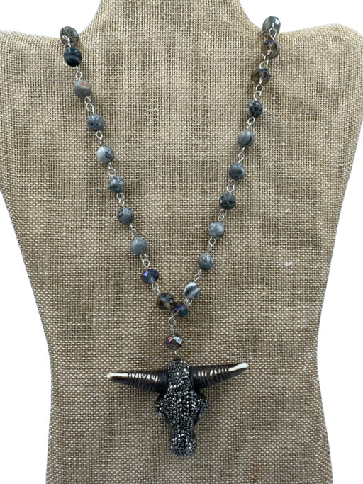 No Brand Silver & Multi Stones Crystal Bull Rhinestones Necklace Silver & Multi