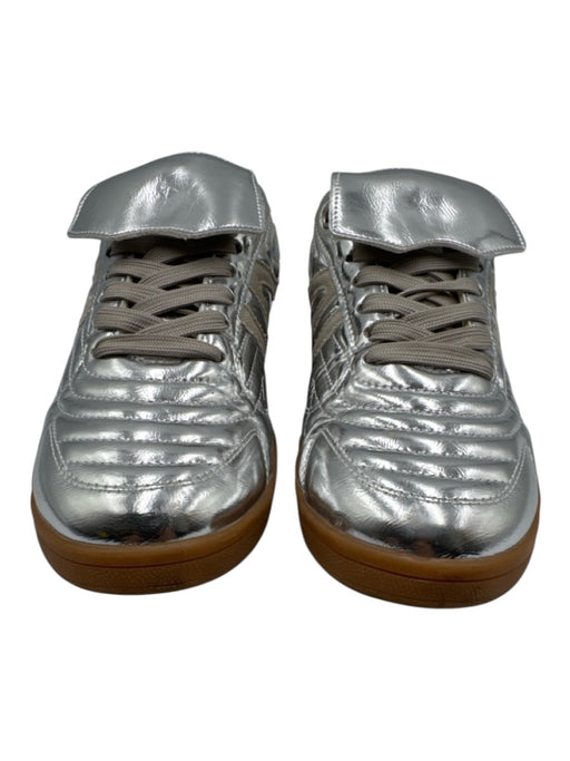 Steve Madden Shoe Size 7 Silver PU Leather Lace Up Quilted Stitched Sneakers Silver / 7