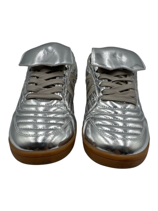 Steve Madden Shoe Size 7 Silver PU Leather Lace Up Quilted Stitched Sneakers Silver / 7