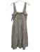 Quince Size M Beige Linen Sleeveless Smocked Back pleats Midi Dress Beige / M