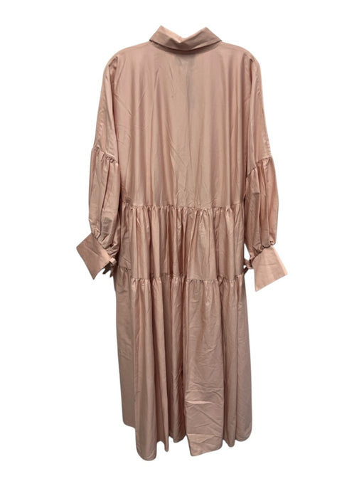 Marielle Size M Blush Pink Cotton Long Sleeve Midi Buttons Pleats Dress Blush Pink / M
