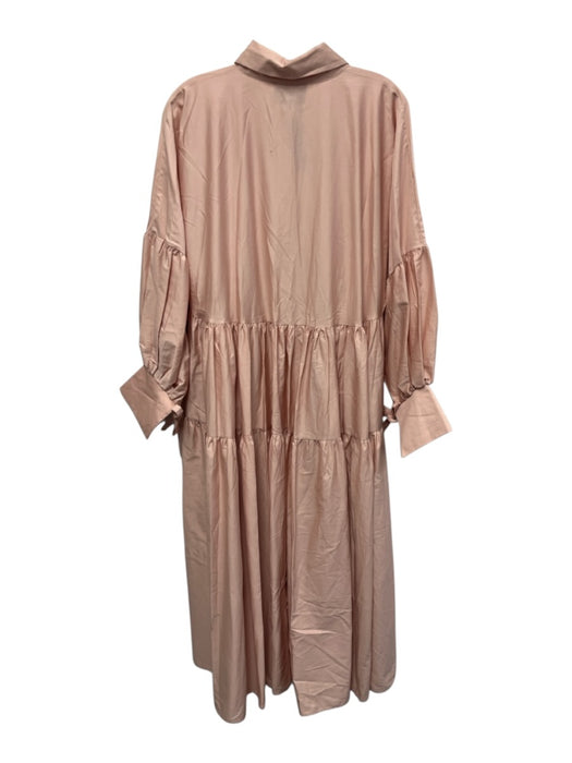 Marielle Size M Blush Pink Cotton Long Sleeve Midi Buttons Pleats Dress Blush Pink / M
