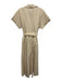 Lafayette 148 Size S Beige Cotton Short Sleeve Button Up Collar Midi Dress Beige / S