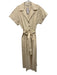 Lafayette 148 Size S Beige Cotton Short Sleeve Button Up Collar Midi Dress Beige / S