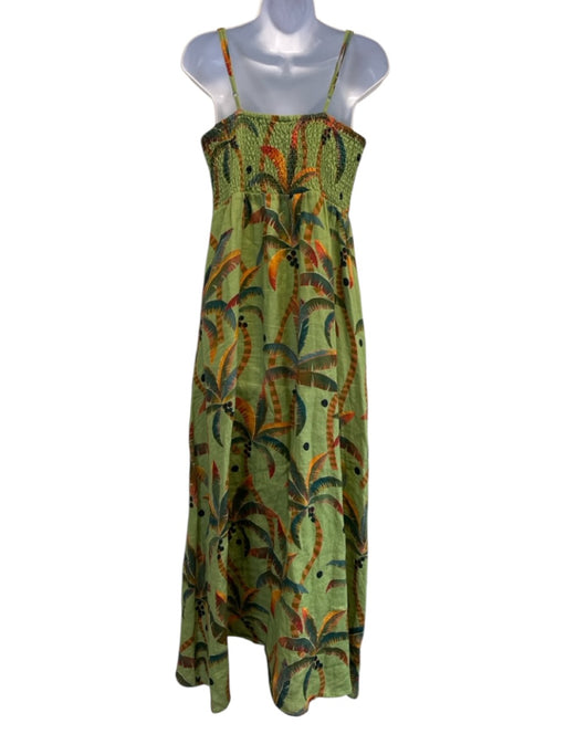 Farm Size M Green & Multi Linen Sleeveless Tropical Tie Detail Dress Green & Multi / M