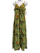 Farm Size M Green & Multi Linen Sleeveless Tropical Tie Detail Dress Green & Multi / M