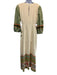 Farm Size M Beige, Green, Orange Linen & Viscose 3/4 Sleeve Maxi Cut Outs Dress Beige, Green, Orange / M