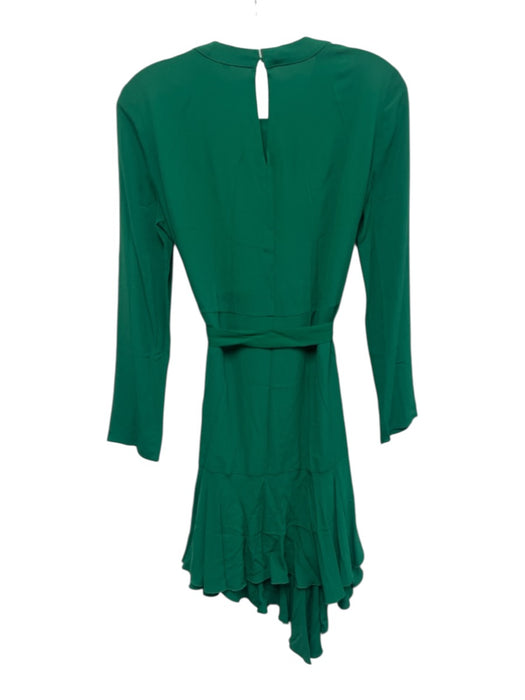 Maje Size 2 Green Viscose Long Sleeve Midi Flounce Dress Green / 2