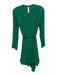 Maje Size 2 Green Viscose Long Sleeve Midi Flounce Dress Green / 2