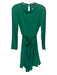 Maje Size 2 Green Viscose Long Sleeve Midi Flounce Dress Green / 2