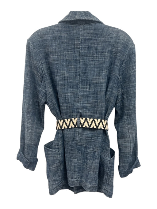 By Anthropologie Size S Blue, Black, White Cotton Blend Woven Long Sleeve Jacket Blue, Black, White / S