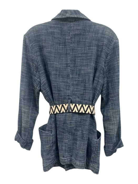 By Anthropologie Size S Blue, Black, White Cotton Blend Woven Long Sleeve Jacket Blue, Black, White / S