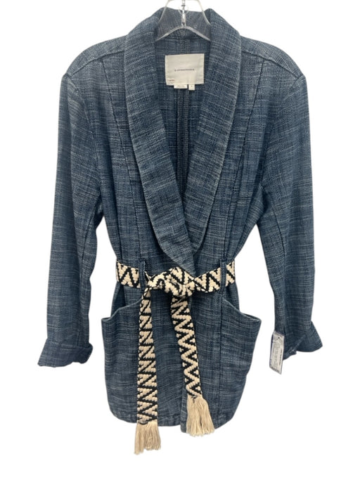 By Anthropologie Size S Blue, Black, White Cotton Blend Woven Long Sleeve Jacket Blue, Black, White / S